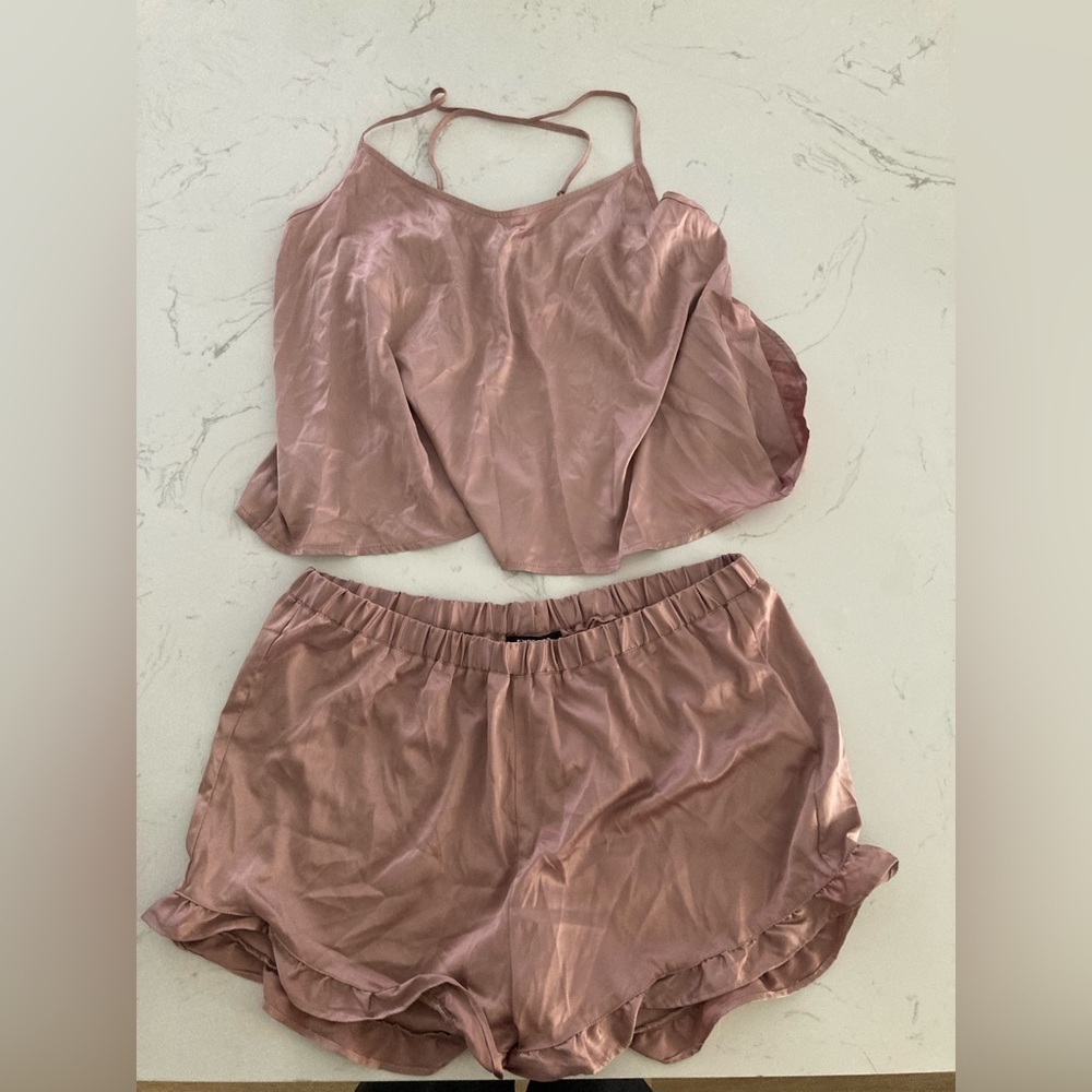 Express Woman's Satin Side Slit 2 Piece Pajama Shorts- NWOT